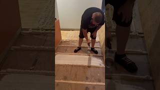 Installing new subfloor over sleepers to fix uneven floor homeimprovement construction diy [upl. by Nerahs]