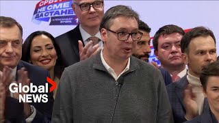 Serbia election President Vucic declares victory in snap parliamentary vote [upl. by Saibot]