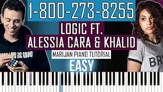 Logic  18002738255 ft Alessia Cara amp Khalid  Piano Tutorial EASY Instrumental  Sheets [upl. by Spillihp241]