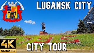 Lugansk city Donbass  City Tour 6  4k video  City Life  August 2021 [upl. by Jody899]