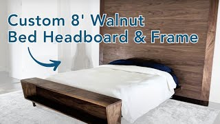 Modern Walnut 8 FOOT Headboard amp Bed Frame  Woodworking [upl. by Brittney]