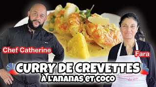 CURRY DE CREVETTES A LANANAS ET LAIT DE COCO AU FEU DE BOIS feat LE CHEF CATHERINE 🥥🦐 [upl. by Nosille131]