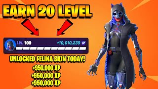 Unlock Felina Skin CRAZY Fortnite XP GLITCH Map to LEVEL UP FAST in Chapter 5 Season 4 [upl. by Ahkos]