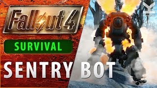 Fallout 4  Sentry Bot  SURVIVAL  Near Medford Memorial Hospital [upl. by Sesmar]