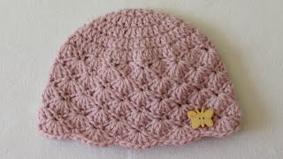 How to crochet a cute baby girls hat for beginners [upl. by Griggs917]