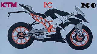 How to draw KTM RC 200 bike  Step by step for Beginners  Art video [upl. by Antonio]