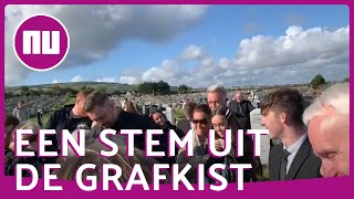 Galgenhumor overleden Ier laat grappige boodschap achter op begrafenis [upl. by Bullock594]