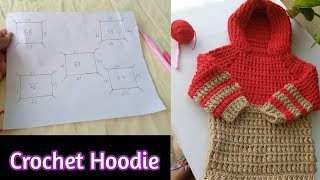 Crochet Hoodie Sweater  Step by Step For Beginners  Easy Crochet Hoodie Tutorial [upl. by Inah675]