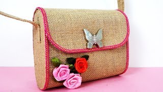 DIY Jute Bag  How to Make Multiuse Handmade Jute Bag  DIY Purse Making  No Sew Purse [upl. by Monro]