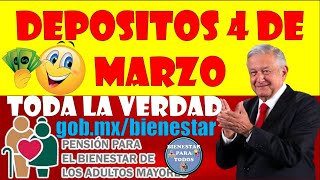 😱🤑DEPOSITOS DEL LUNES 4 DE MARZO URGE QUE VEAS PENSIÓN PARA EL BIENESTAR DE LOS ADULTOS MAYORES🤑😱 [upl. by Nauwaj]