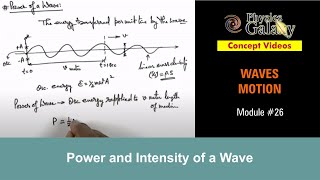 Class 11 Physics  Waves Motion  26 Power and Intensity of a Wave  For JEE amp NEET [upl. by Achorn]