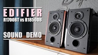 Edifier R1850DB vs Edifier R1700BT  Sound Demo w Bass Test [upl. by Alisan]