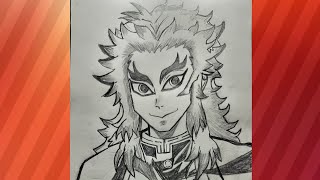 Anime Drawing How to Draw Kyojuro Rengoku from Demon Slayer  Drawing rengoku anime [upl. by Namajneb112]