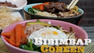 Recette du Bibimbap Coréen  riz au boeuf mariné et petits légumes sautés [upl. by Alyaj621]