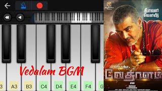 Vedalam Theme  Ajith BGM  Piano Tutorial  Perfect piano [upl. by Yelehsa]