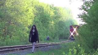 Strange Ottawa Girl walks along tracks on CN RAIL as a train approaches Ottawa trains [upl. by Ellecrad126]