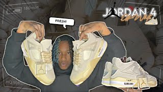 OffWhite x Jordan 4 Sail  DHgate Unboxing and Review [upl. by Ellehcyt]