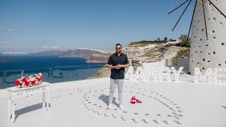 Marriage Proposal in Santorini at the private villa with windmill  Vanilla Sky Weddings [upl. by Veats]