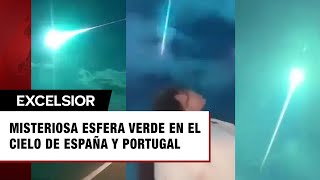 ¿Meteorito Misteriosa esfera verde ilumina cielo de España y Portugal [upl. by Fisa]