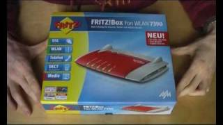 UnboxingFirst Look AVM FRITZ Box Fon WLAN 7390 DSLVDSL Router  WLAN 80211n  USB  DECT [upl. by Loftis]