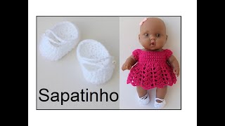 Sapatinho em crochê para boneca bebê  Passo a passo [upl. by Abbotson]