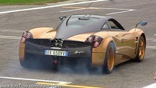 Gold Pagani Huayra Launch Powerslides and Accelerations [upl. by Karina434]