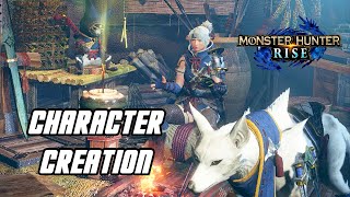 Monster Hunter Rise  Hunter Palamute amp Palico Customization Character Creator [upl. by Ruddie]