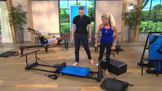 AeroPilates Reformer Plus 4 Cord wDVDs Pull Up Bar and Rebounder with Alberti Popaj [upl. by Nalla350]