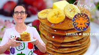 Como hacer Hot Cakes de avena y platano  Hot Cakes saludables [upl. by Olson]