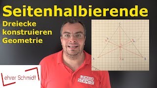 Seitenhalbierende eines Dreiecks konstruieren Schwerpunkt  Geometrie  Mathematik  Lehrerschmidt [upl. by Krock]