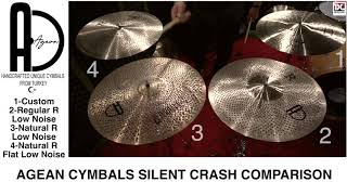 Agean Low Noise Crash Cymbals and Regular Crash Cymbals Comparison Video [upl. by Anelah600]