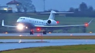 FullHD Private Gulfstream G650 landing at GenevaGVALSGG [upl. by Siuqram647]