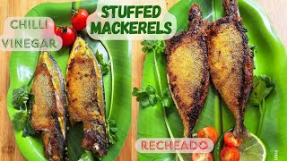 STUFFED MACKEREL FRY TWO WAYS  RECHEADO FRY  CHILLI VINEGAR  EASY GOAN FISH RECIPES [upl. by Jabon305]