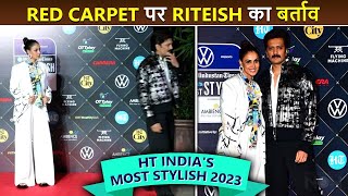 Genelia Left EMBARRASSED As Riteish Deshmukh Leaves The Red Carpet  HT Indias Most Stylish Awards [upl. by Marozas654]