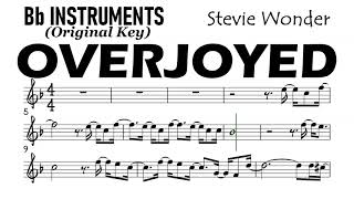 OVERJOYED Bb Instruments Original Version Sheet Music Backing Track Partitura Stevie Wonder [upl. by Nahtonoj115]