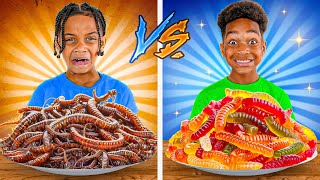 REAL FOOD VS GUMMY FOOD CHALLENGE  The Prince Family Clubhouse [upl. by Ares]