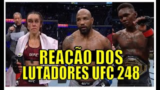 REAÇÃO DOS LUTADORES UFC 248 ADESANYA X ROMERO BORRACHINHA NÃO GOSTOU ZHANG x JOANNA LUTA DO ANO [upl. by Nosylla451]