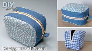 DIY 소형 지퍼파우치 만들기  미니 지퍼파우치  화장품 파우치  DIY Small Zipper Pouch Tutorial  How to make a Zipper Pouch [upl. by Nommad]