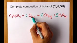 Complete Combustion of Butanol C4H9OH Balanced Equation [upl. by Nicolau259]