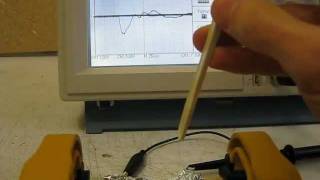 How to test Rochelle salt piezoelectric crystals voltage oscilloscope [upl. by Nicko]