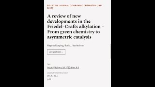 A review of new developments in the Friedel–Crafts alkylation – From green chemistry   RTCLTV [upl. by Herold337]