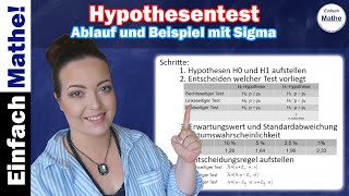 Hypothesentest  Ablauf und Beispiel beidseitiger Test mir Sigma by einfach mathe [upl. by Sidra]