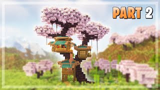 How to Build a Japanese Cherry Tree House in Minecraft  Tutorial Part 22 [upl. by Mehalek]