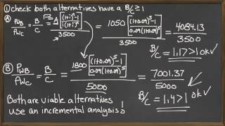 Benefit Cost Ratio comparison of two alterantives  Engineering Economics [upl. by Ayra465]