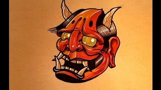 How to Draw a Hannya Mask [upl. by Lexy]