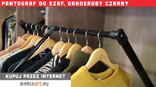 Pantograf do szaf garderoby opuszczany czarny [upl. by Avilla]