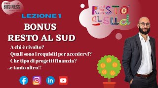 Capitolo 1 BONUS RESTO AL SUD  Quali sono i requisiti per accedervi [upl. by Pablo]