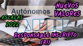 AUTONOMO RESPONSABLE INSCRIPTO RI NUEVAS ESCALAS NUEVOS VALORES ULTIMA ACTUALIZACION AFIP [upl. by Paley859]