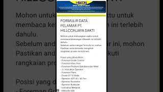 LOKER PT HILLCONJAYA SAKTI 2022 lokertambang lokerhariini lokerharian tambang loker2022 [upl. by Karlotta]