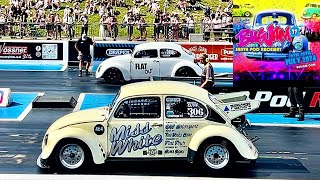 Bug Jam 37 2024 BEST OF VW BEETLES DRAG RACING Santa Pod Raceway Classic BUS Bug VDub Modified Cars [upl. by Arlina]